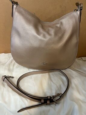 Coach Pebbled Leather Hobo Bag in Beige Taupe